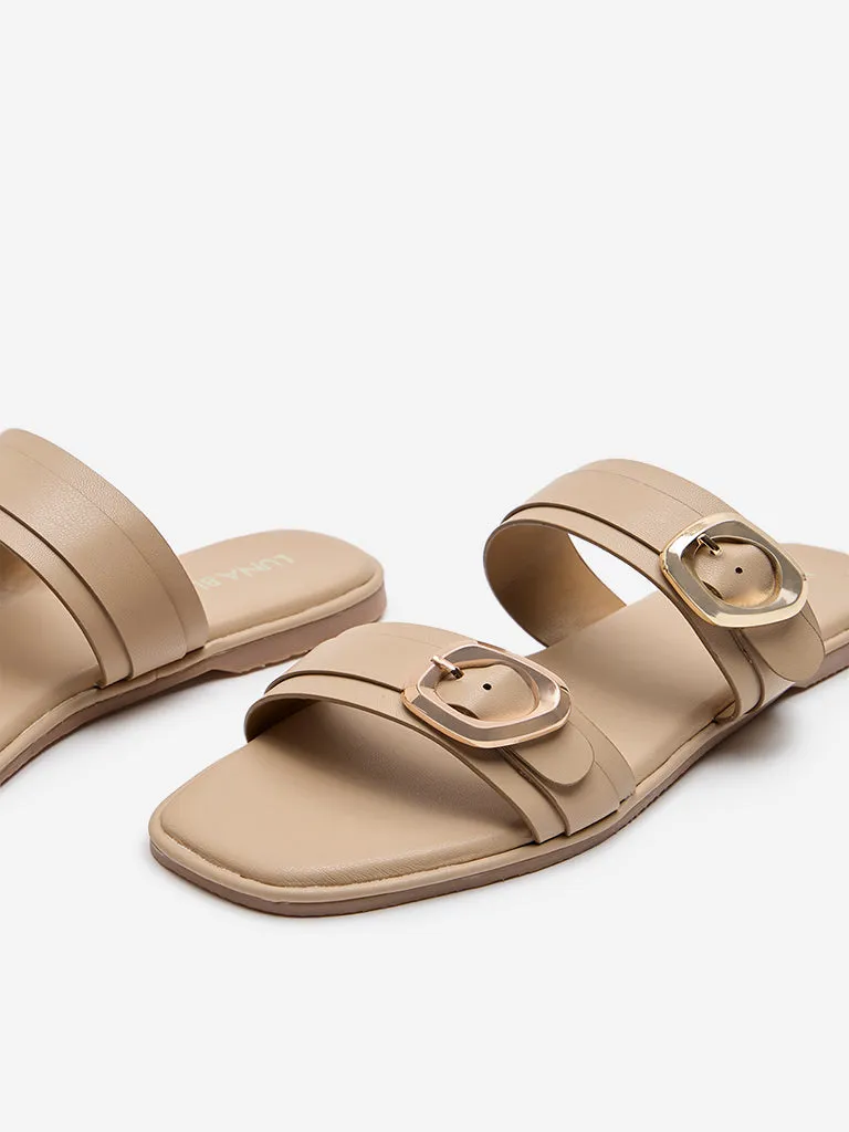 LUNA BLU Beige Dual-Strap Sandals