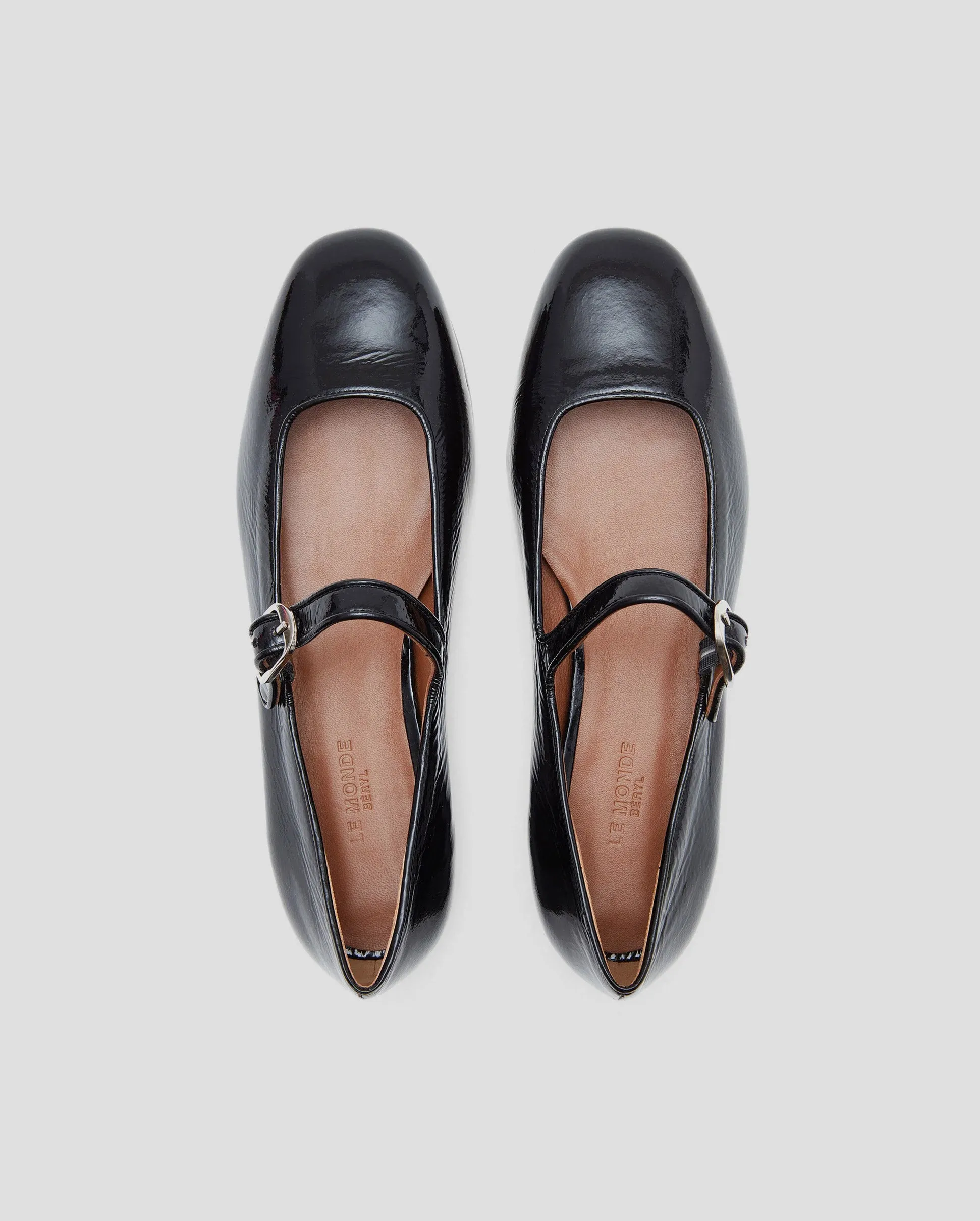 MARY JANE FLATS / BLACK SOFT PATENT LEATHER