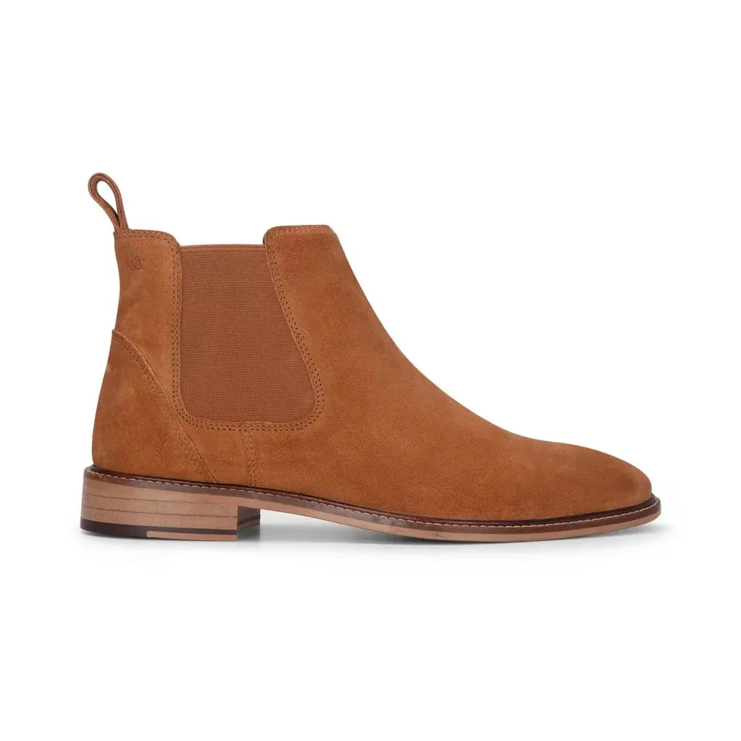 Men's Camel Suede Leather Slip On Chelsea Ankle Boots