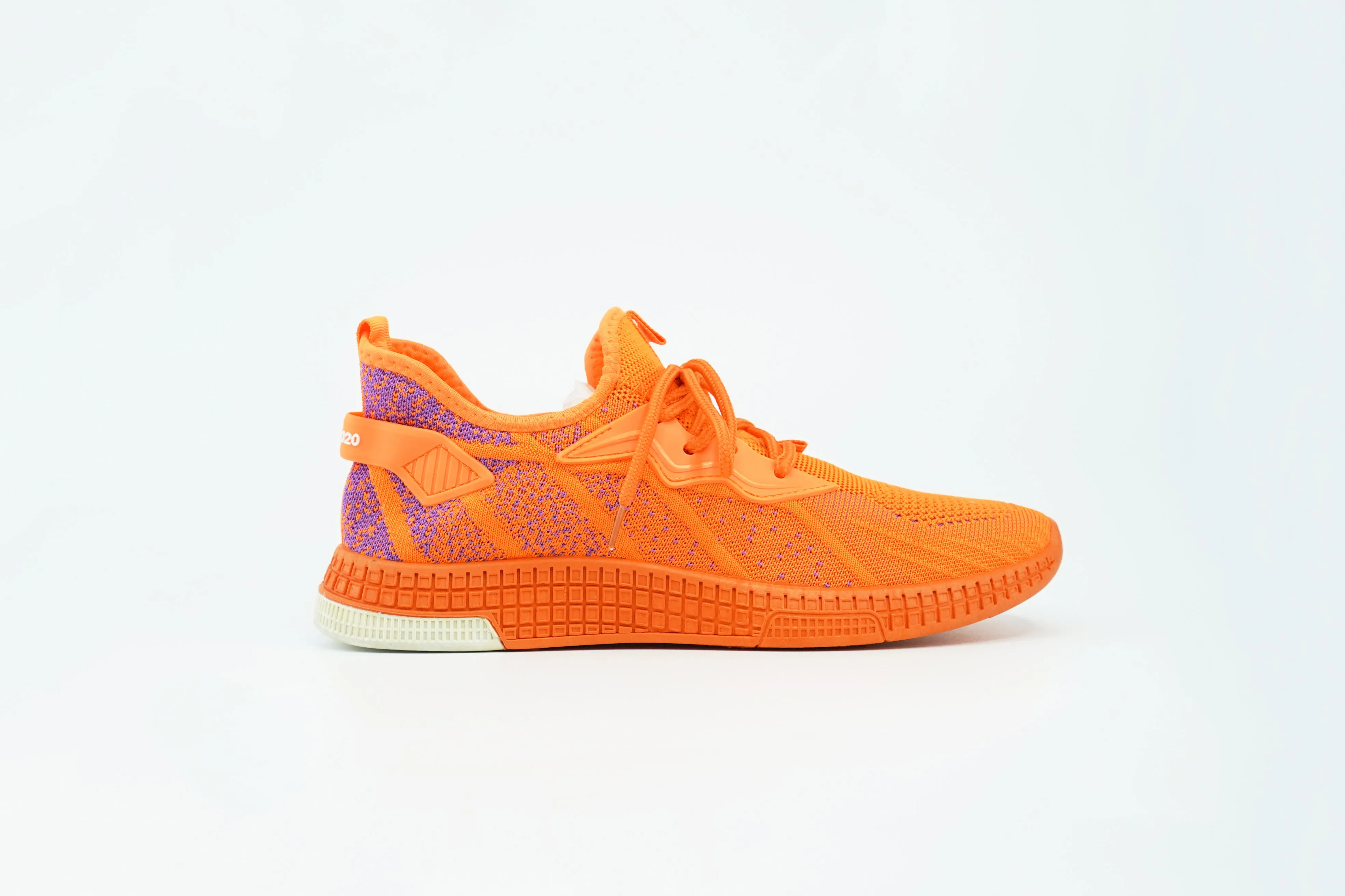 Mesh canvas running shoes in orange color