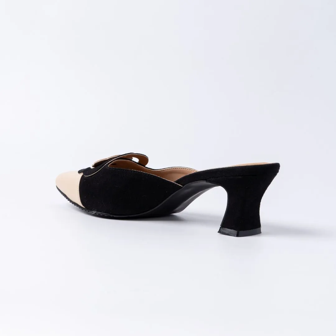 Moxie Mules in Hana Black & Beige