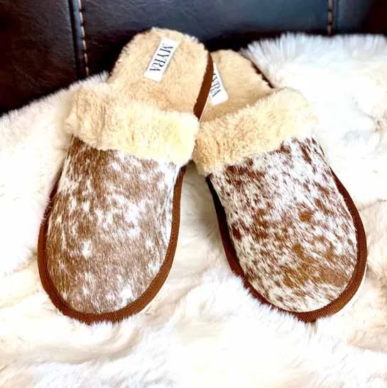 Myra Cowhide Slippers