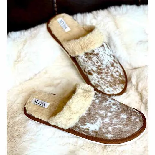 Myra Cowhide Slippers