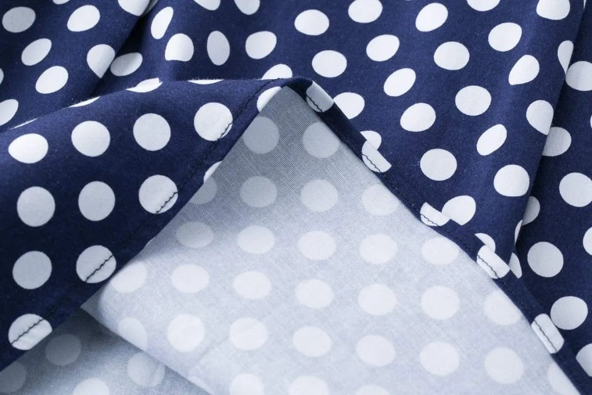 Navy & White Polka Dot Cross Neck Vintage Swing Dress