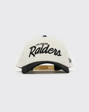 New Era 940 AFrame Las Vegas Raiders Cord Script Snapback - Chalk White/Black