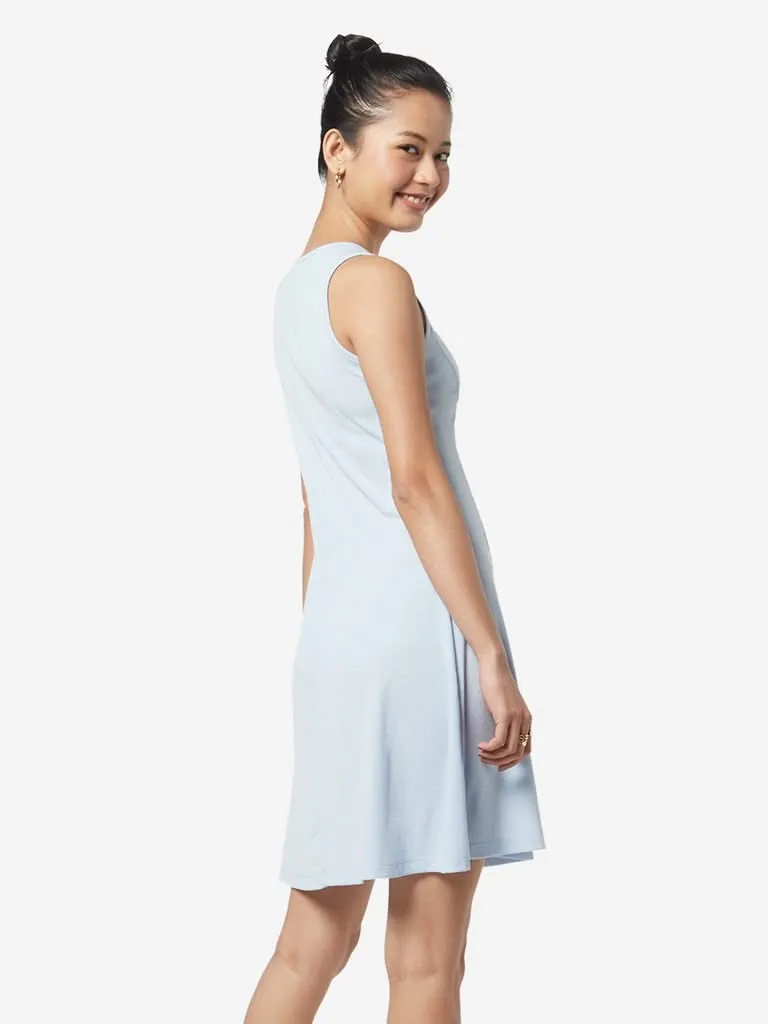 Nuon Blue Self-Textured Midi Dress