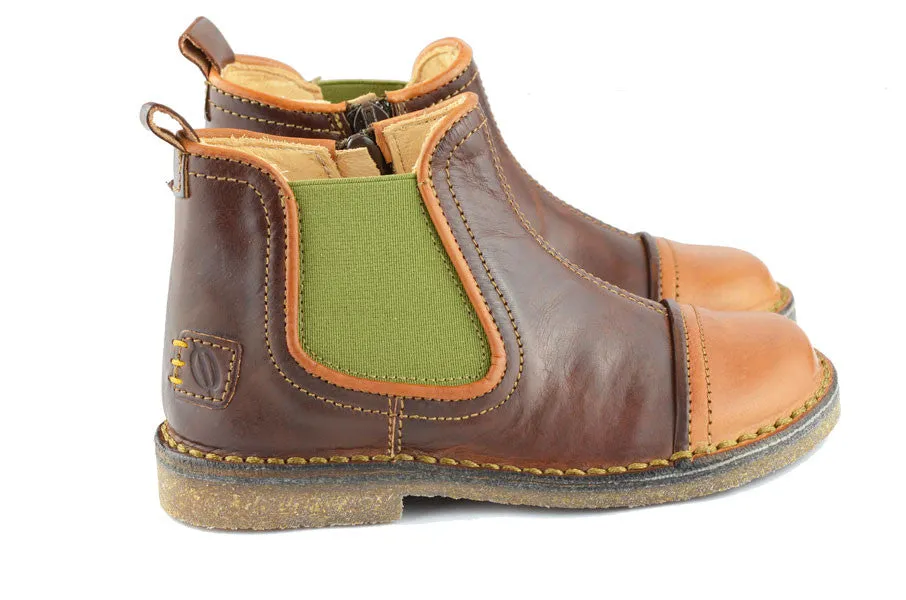 Ocra Boys Brown & Yellow Chelsea Boot