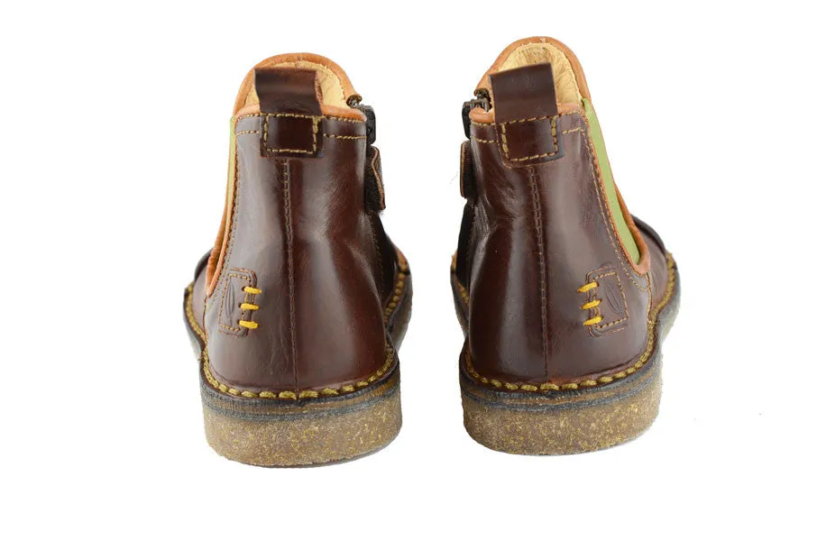 Ocra Boys Brown & Yellow Chelsea Boot