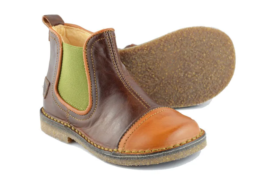 Ocra Boys Brown & Yellow Chelsea Boot