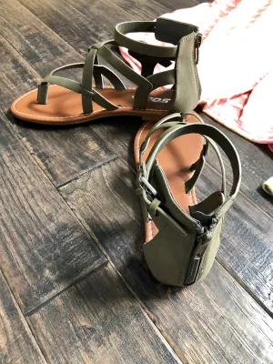 Olive Strappy Sandals