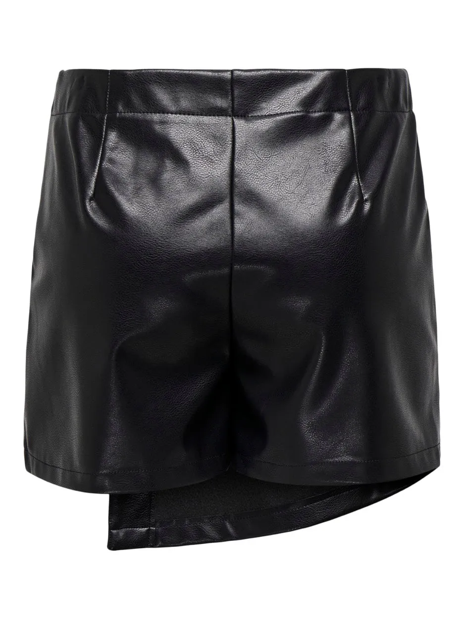 Onlcollie Hw Faux Leather Skort Pnt - Zwart