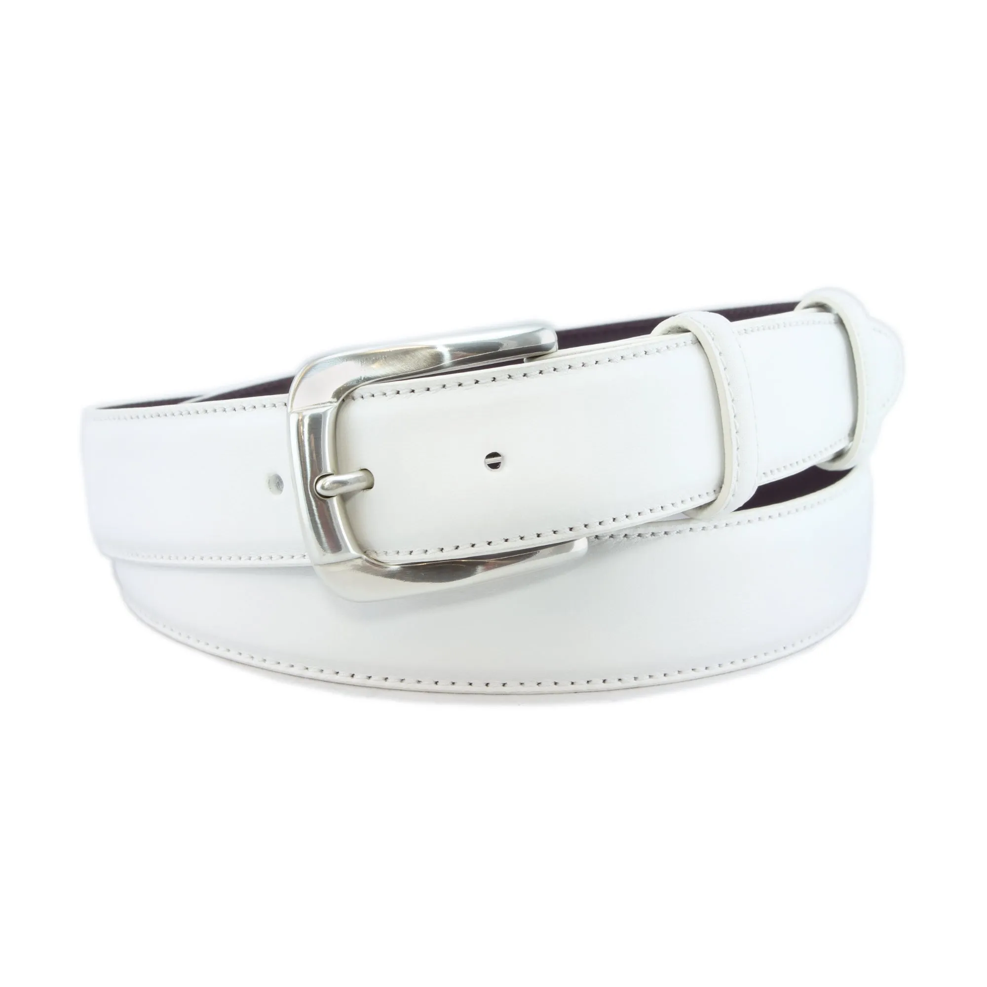 Optic white box calf belt