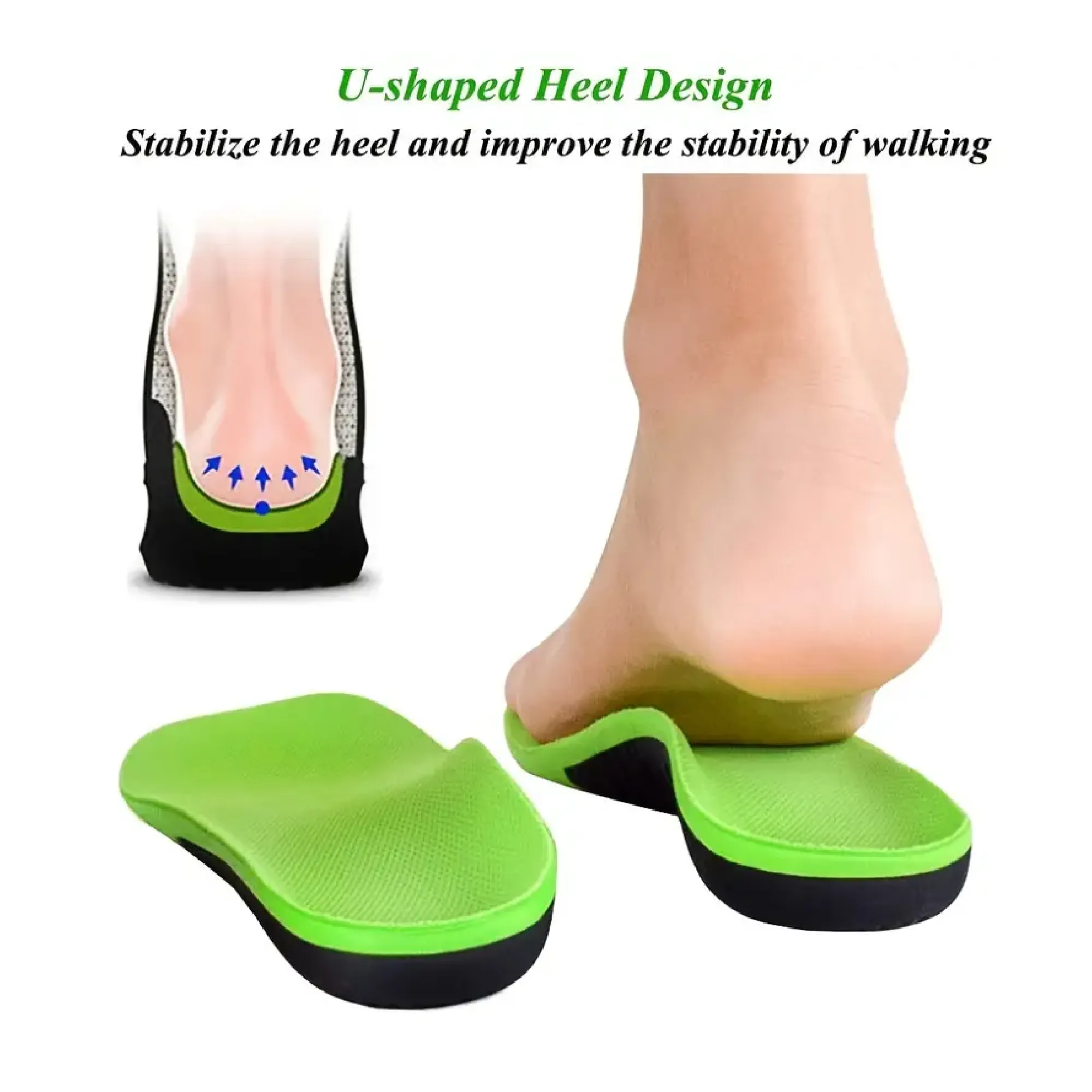 Orthopedic Shoe Insole with X/O Leg Correction and Flat Arch Support for Sports