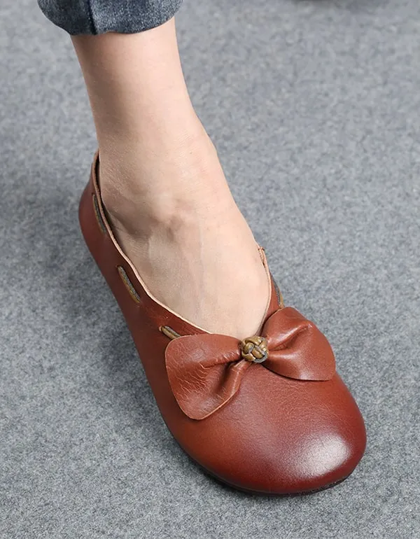 Spring Summer Soft leather Bowknot Flats