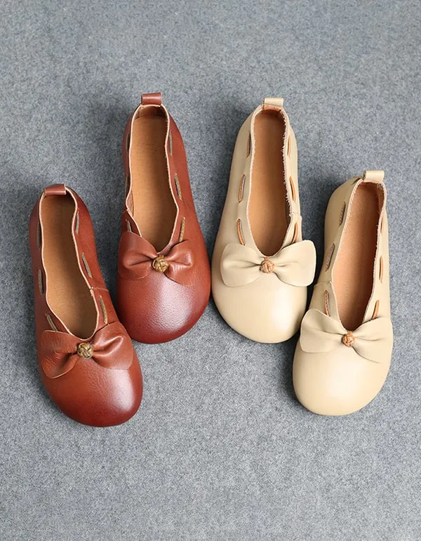 Spring Summer Soft leather Bowknot Flats