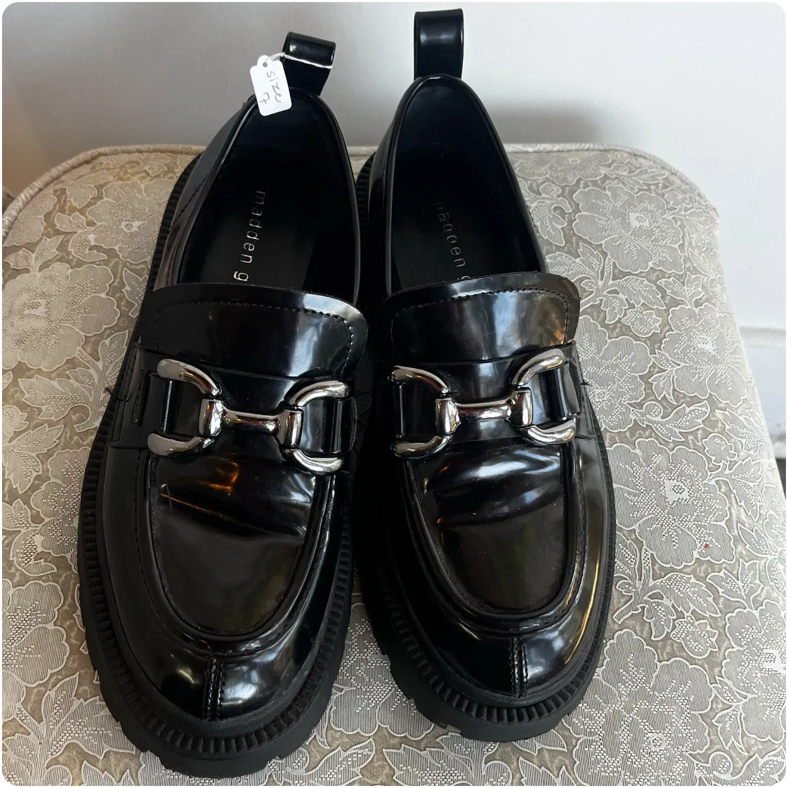 Steve Madden | Black Patent Leather Lando Platform Loafers | Size 7