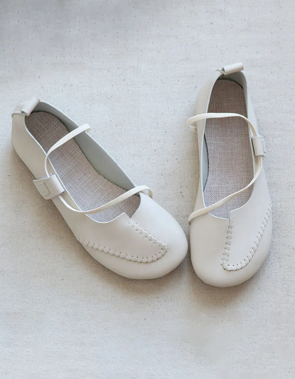 Stitching Soft Leather Summer Retro Flats