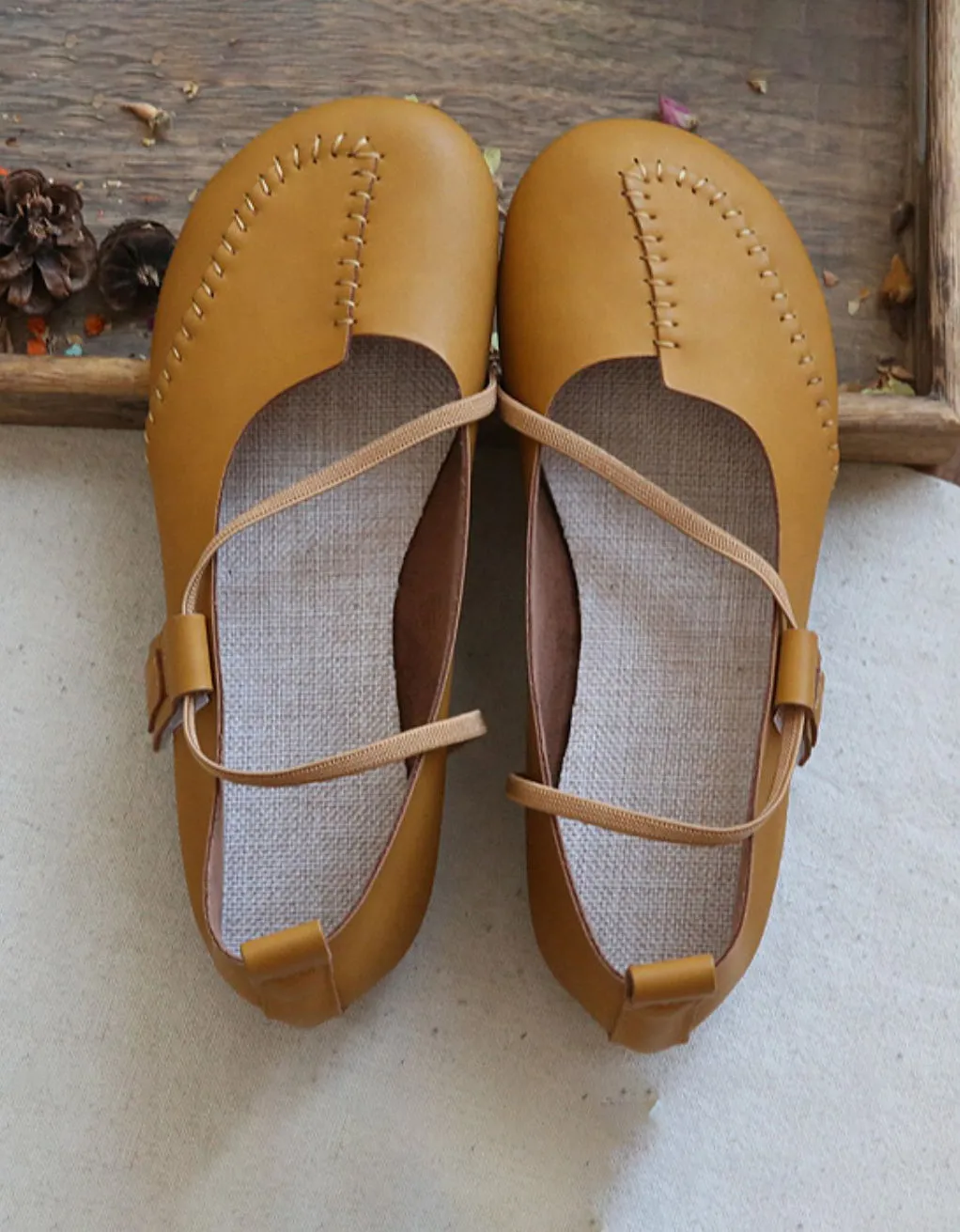 Stitching Soft Leather Summer Retro Flats