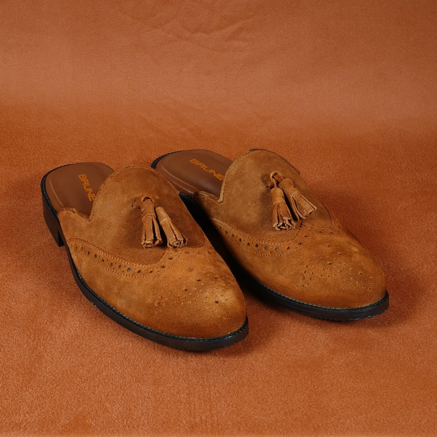 Summer Special Mules in Orangish Suede Leather