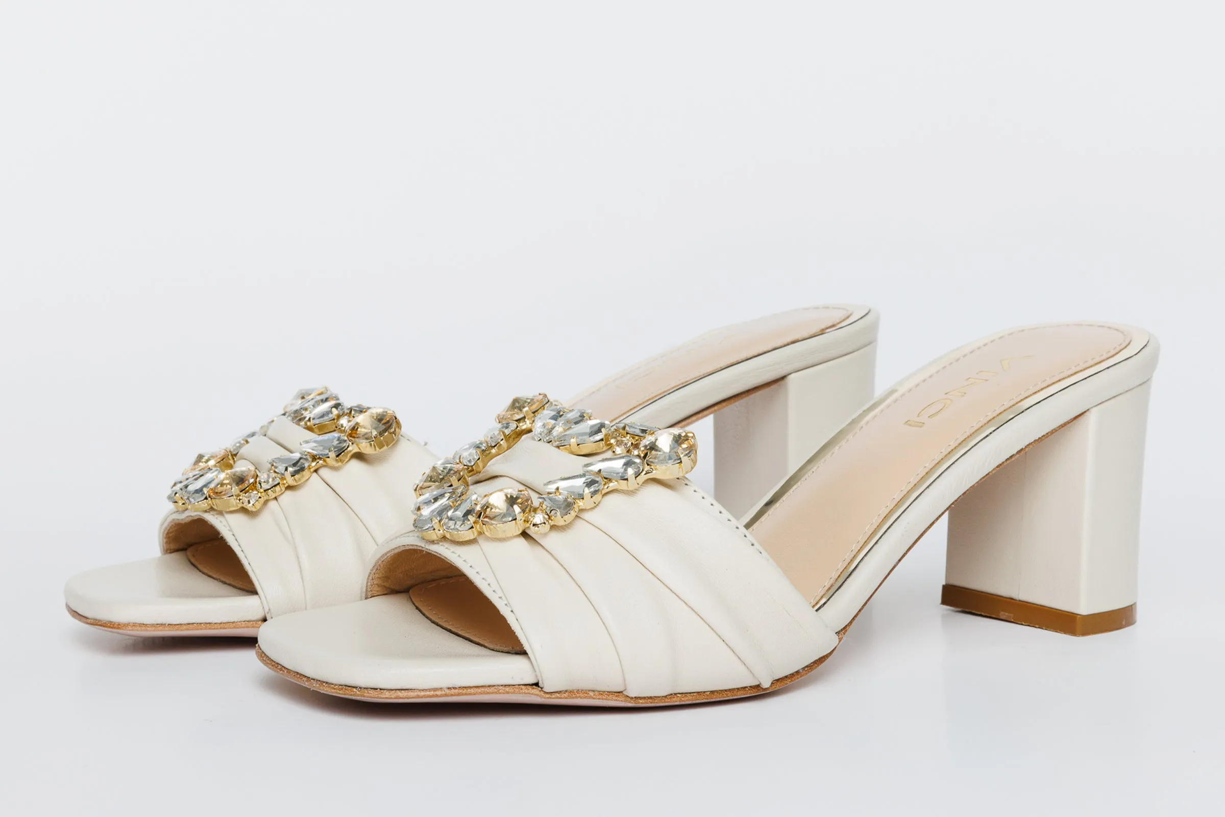 The Micro Cream Leather Women Sandal