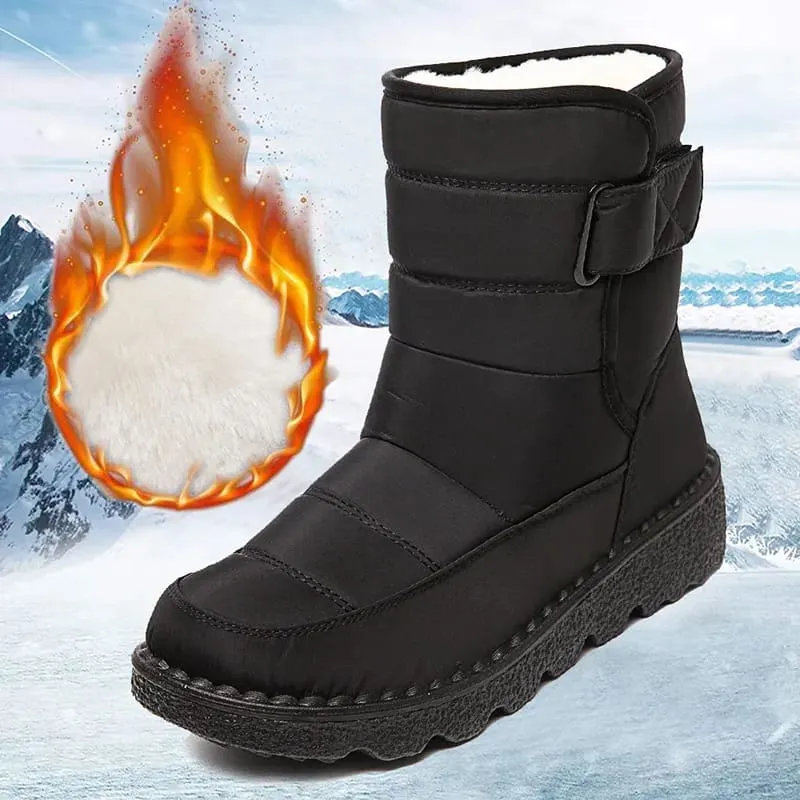 Thick Plush Non Slip Waterproof Warm Cotton Padded Snow Boots for Women