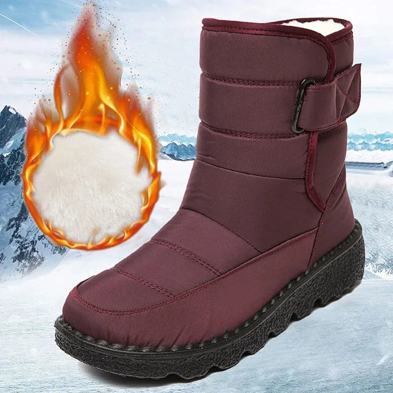 Thick Plush Non Slip Waterproof Warm Cotton Padded Snow Boots for Women