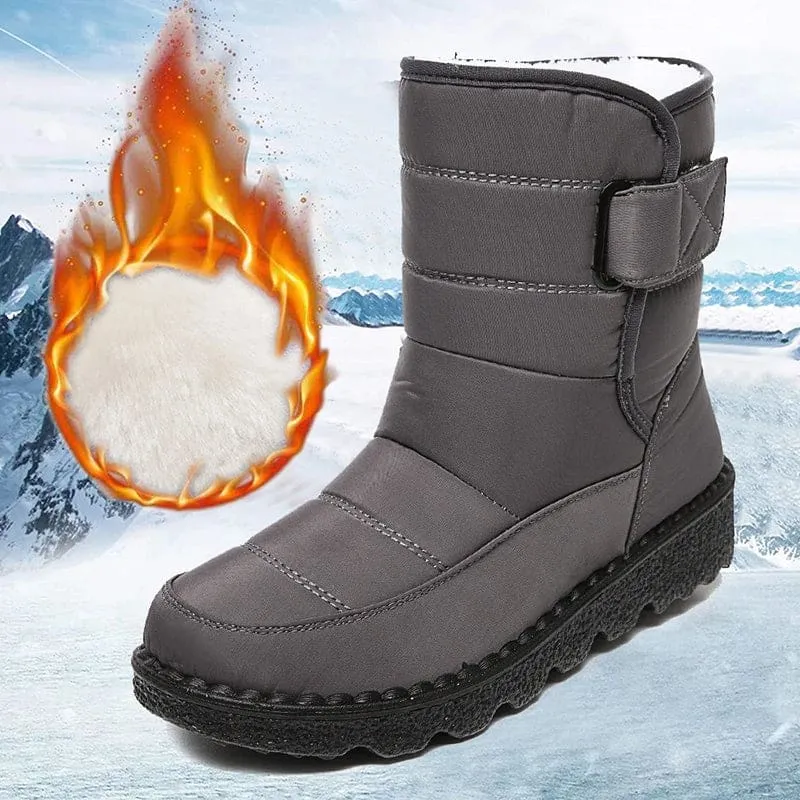 Thick Plush Non Slip Waterproof Warm Cotton Padded Snow Boots for Women