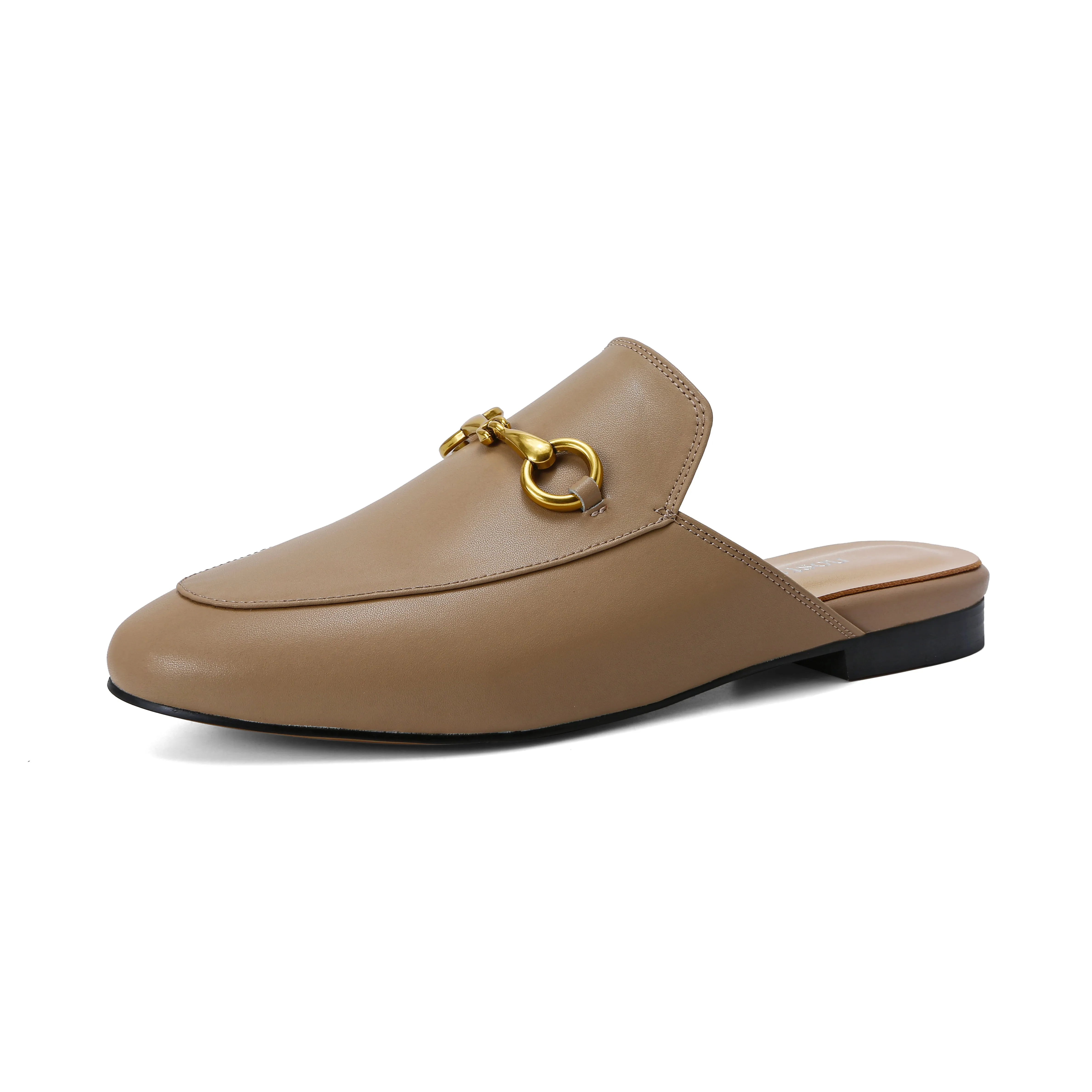 Urbane Genuine Leather Mules with Buckle