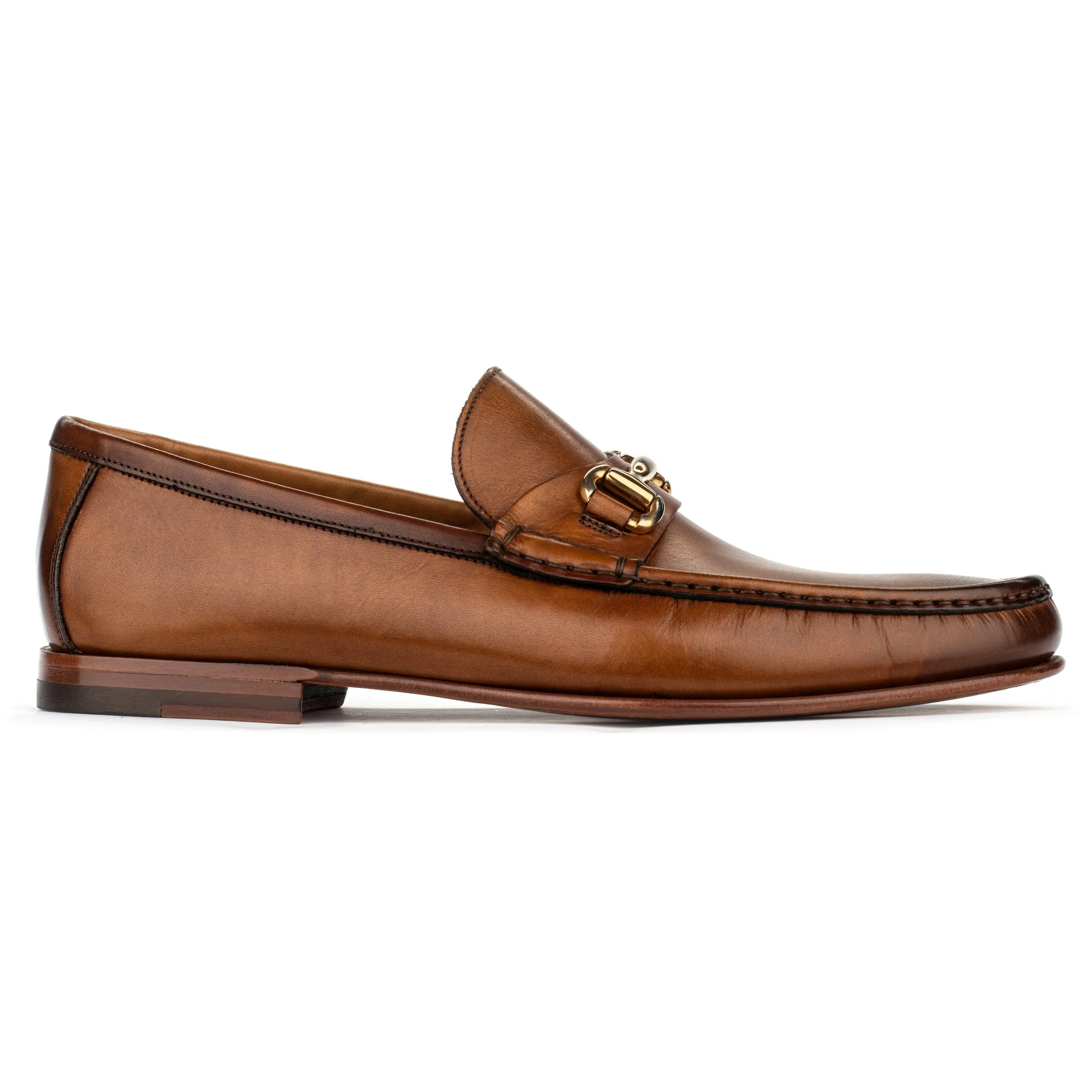 Watts Burnished Tan Leather Bit Loafers