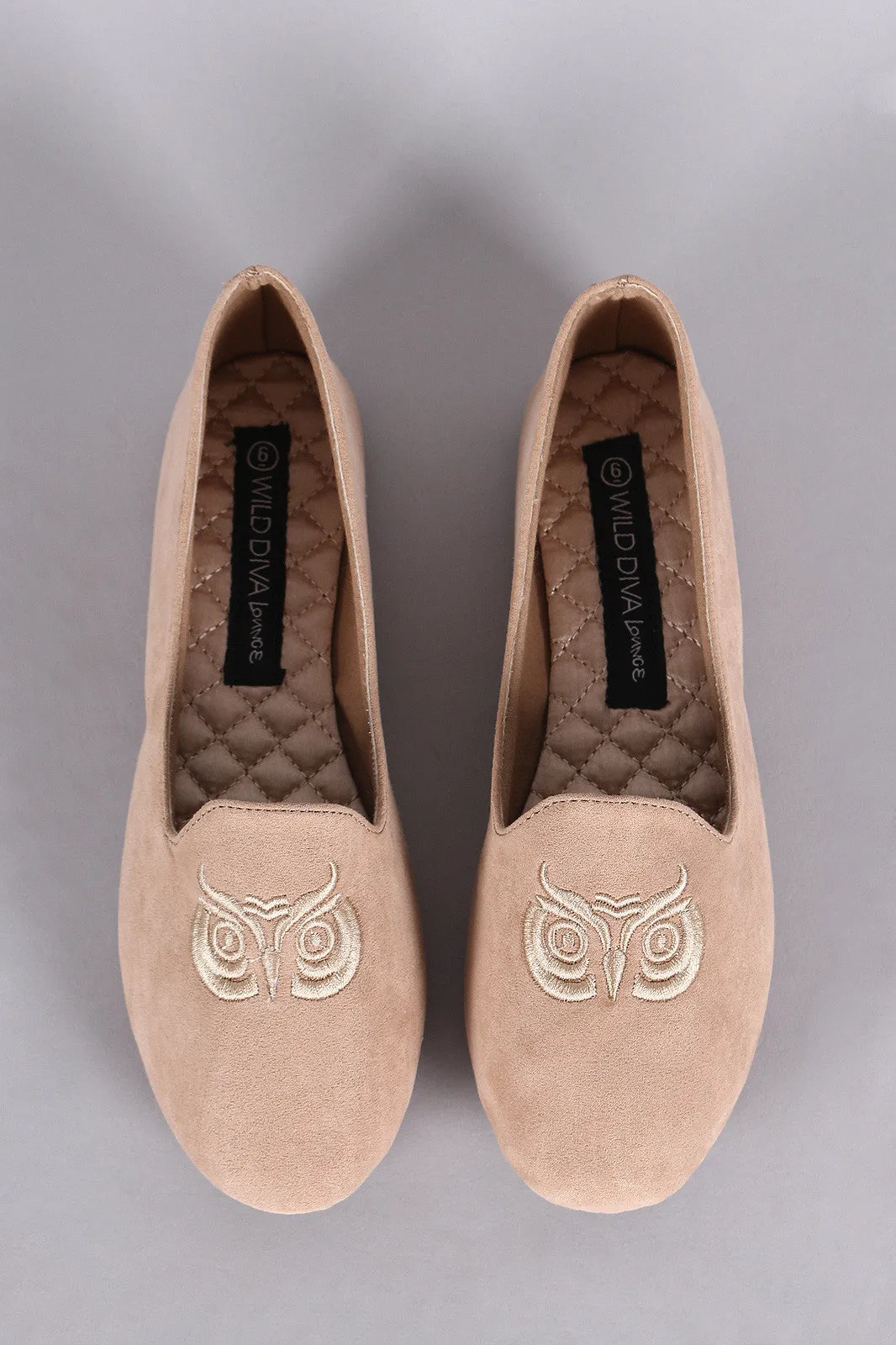 Wild Diva Lounge Embroidered Owl Loafer Flat