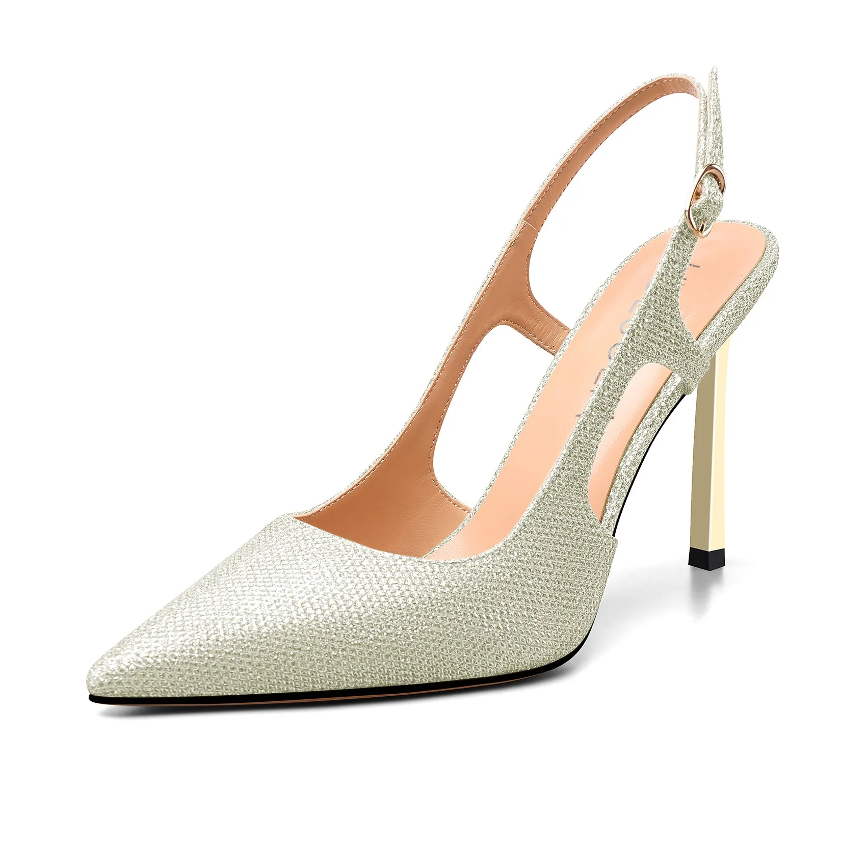 Women 8.5CM Stiletto Heel Slingback Pumps with Pointed-Toe, Dress Shiny and Stylish Bling Slip-on Shoes