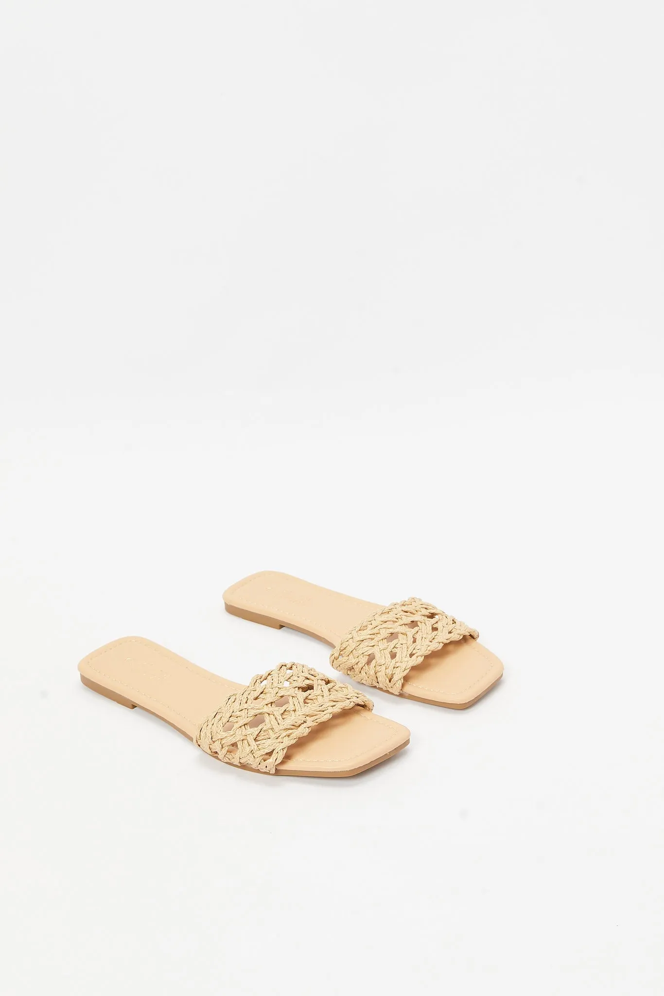 Women Beige Woven Mule