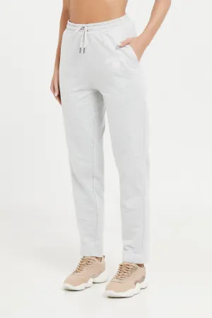 Women Grey Active Pant With Placement Print