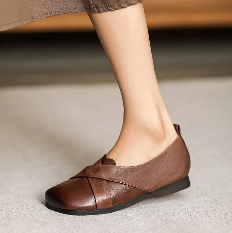 Women Handcraft Leather Soft Casual Flats