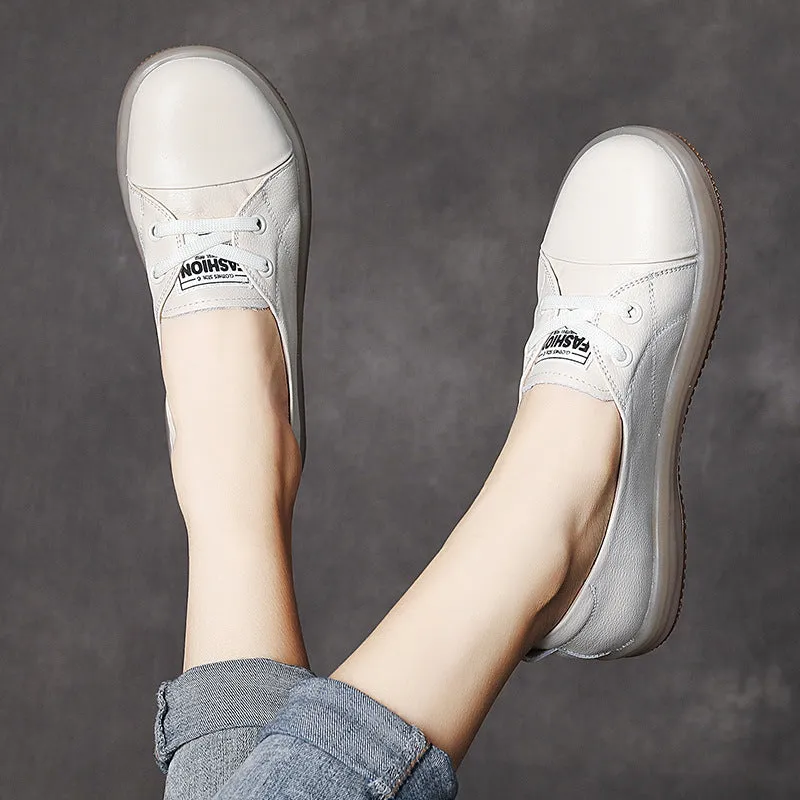 Women Minimalism Leather Soft Flats Shoes