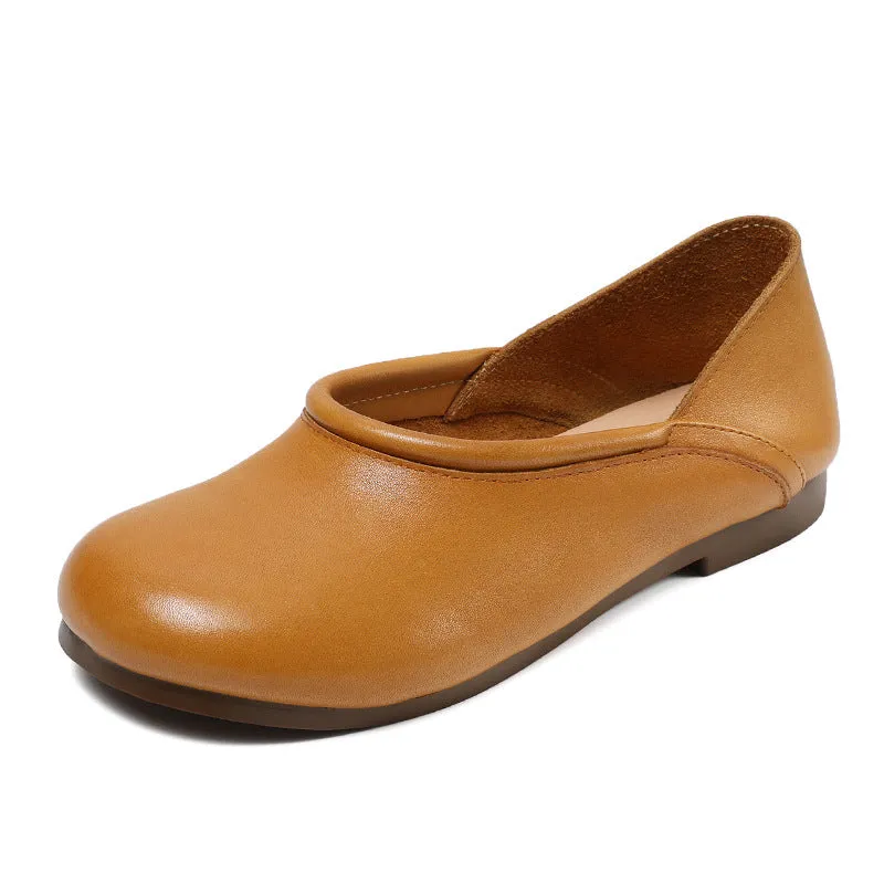 Women Retro Handmade Soft Leather Minimalist Flats