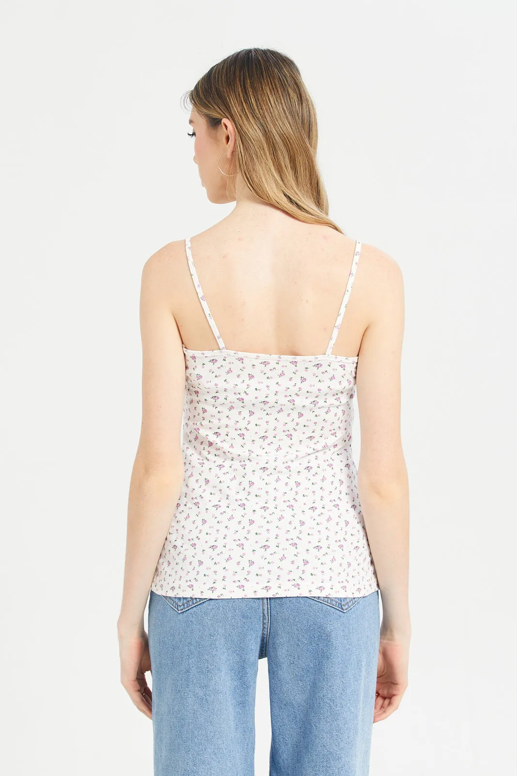 Women White Printed Vest