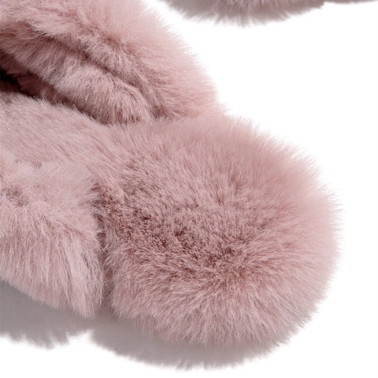 Women winter fuzzy warm slip on mules | closed toe flat slippers